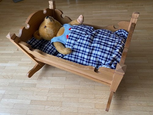 Puppenwiege massiv holz mit - puppenwiege,,
